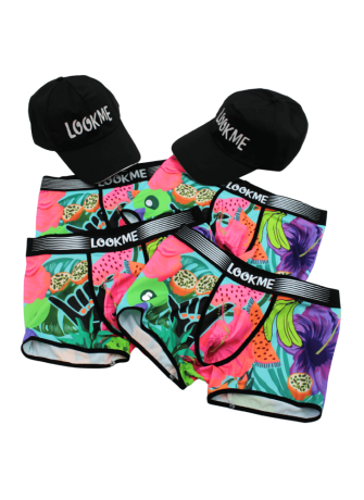 Pack 4 Boxer LM2402-67SWE LOOKME + 2 Casquettes Offertes
